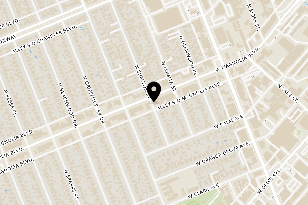 Map showing the location of Original Tony's Italian Deli on 1124 Magnolia Blvd in Burbank